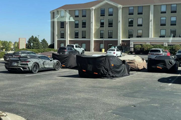 Chevy C8 Corvette Zora models in a parking lot.