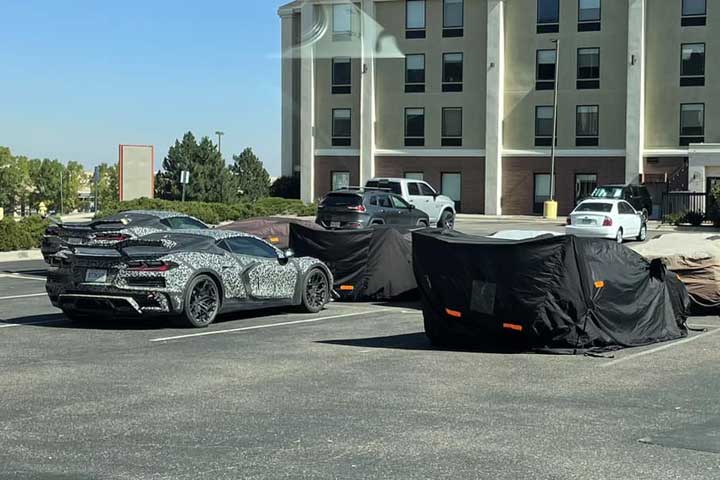 Chevy C8 Corvette Zora models in a parking lot.