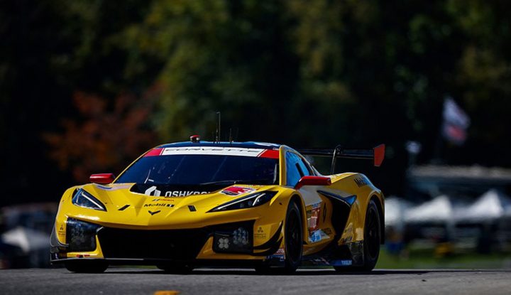 Corvette Racing had a tumultous weekend at Road Atlanta. No. 13 Corvette Z06 GT3.R seen here on the track during the Petit Le Mans event.