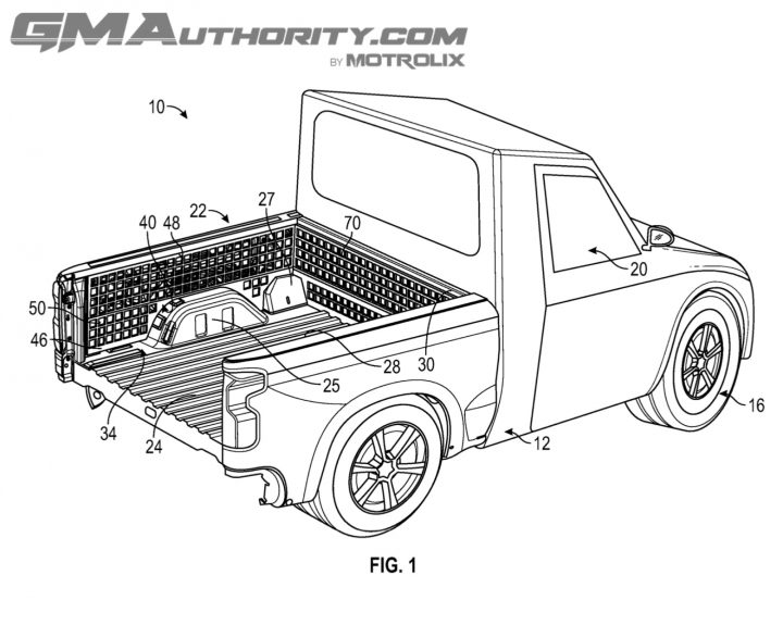 A GM patent image describing a tow-tier pickup loading system.