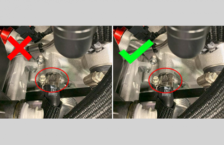 LT6 coolant hose before and after repair.