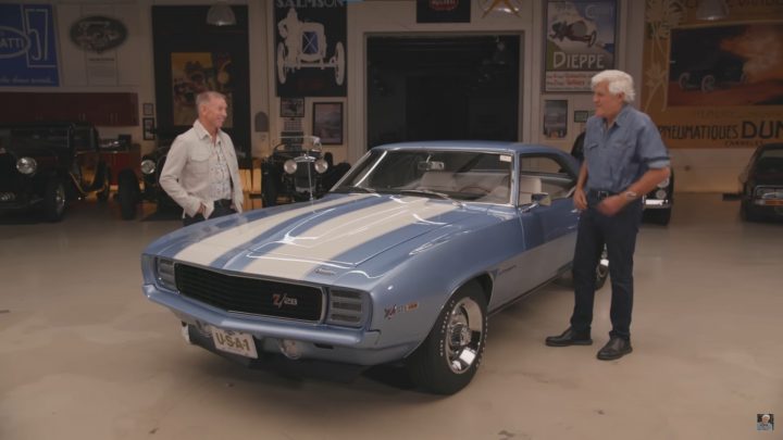 Jay Leno and Glenn Stearns talking about a 1969 Chevy Camaro Z/28.