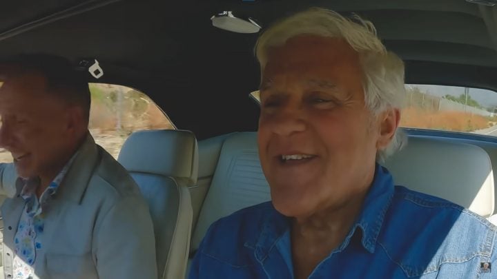 Jay Leno driving a 1969 Chevy Camaro Z/28.