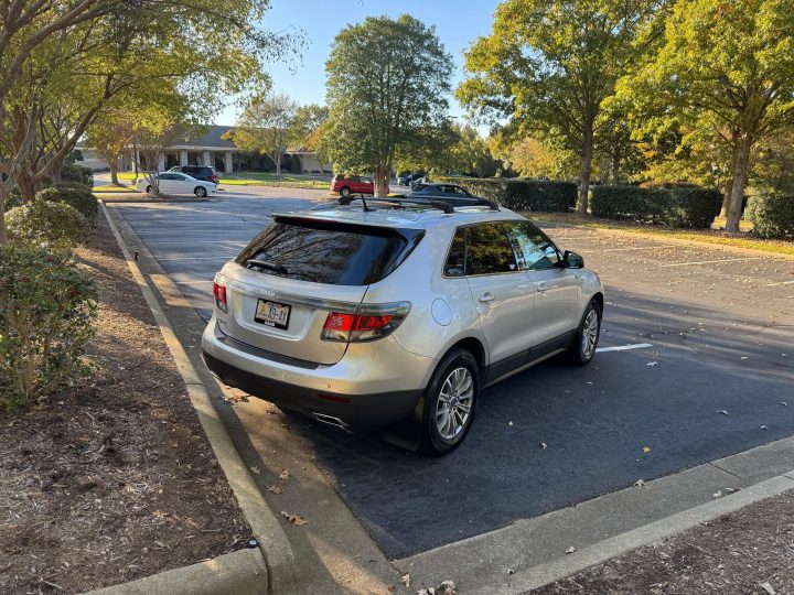 2011 Saab 9-4X rear three quarter angle.