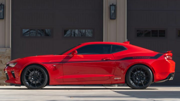 Side view of the 2016 Chevy Camaro SS Hennessey HPE750 heading to auction in KC.