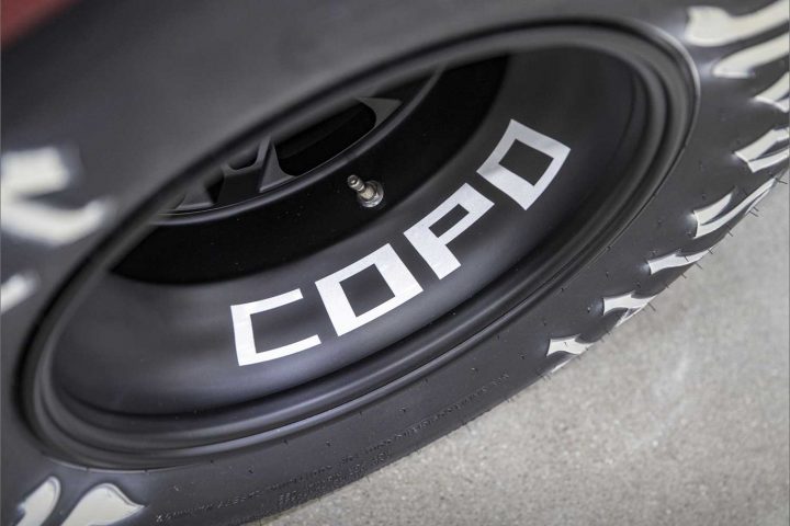 The rear drag slick on the 2023 COPO Camaro.
