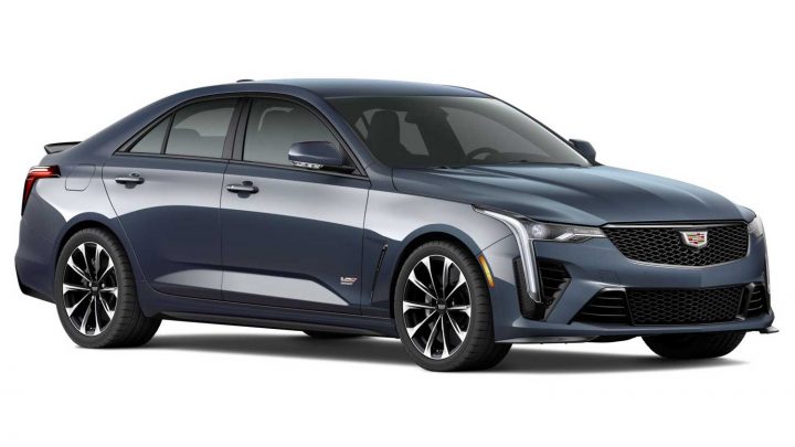 Front three quarters view of the 2025 Cadillac CT4-V Blackwing.