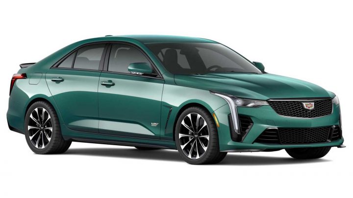 Front three quarters view of the 2025 Cadillac CT4-V Blackwing.