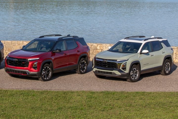 Front three-quarters view of 2025 Chevy Equinox RS and Activ trim levels. U.S. Chevrolet sales were up 14 percent, led by Silverado, Equinox, and Trax In Q1 2025.