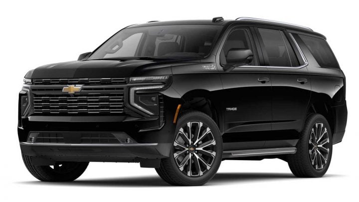 Front three quarters view of the 2025 Chevy Tahoe colors. 