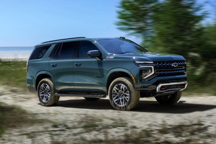 2025 Chevy Tahoe Z71 driving on a trail.
