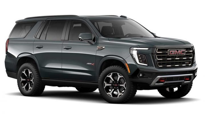 Front three quarters view of the 2025 GMC Yukon. 
