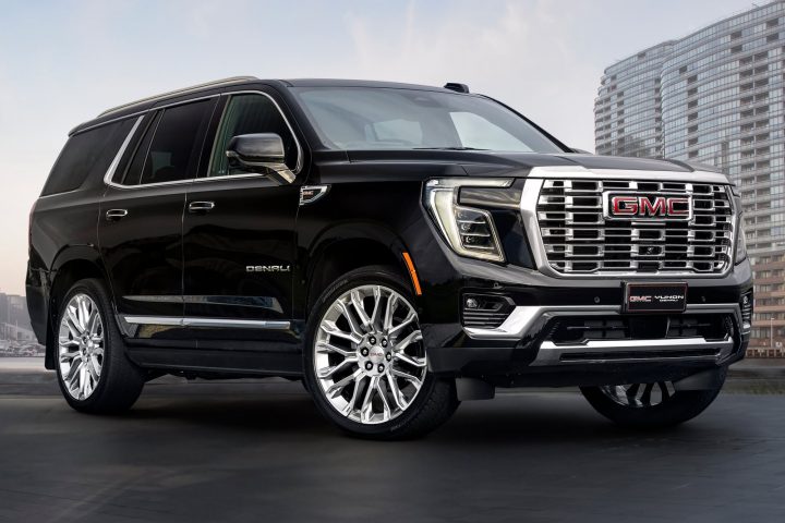 2025 GMC Yukon Denali front three quarter angle.