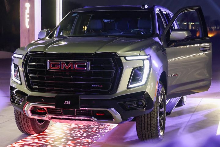 Front end view of the 2025 GMC Yukon AT4 Ultimate unveiled in the Middle East.
