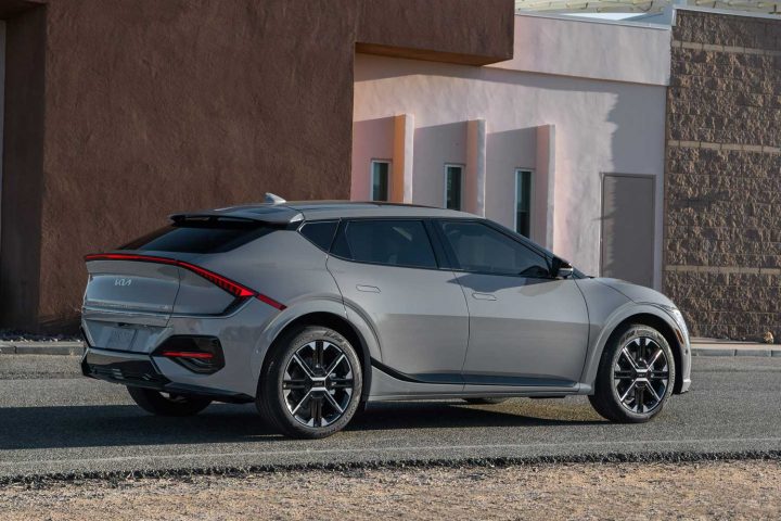 2025 Kia EV6 rear three quarter angle.