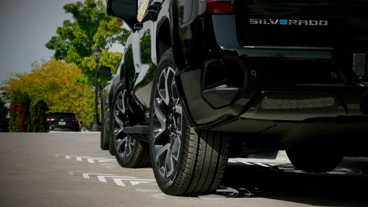 Chevy Silverado EV RST with Sidewinder Mode engaged.
