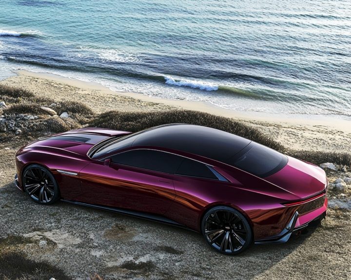 Rendering of a modern Cadillac coupe.
