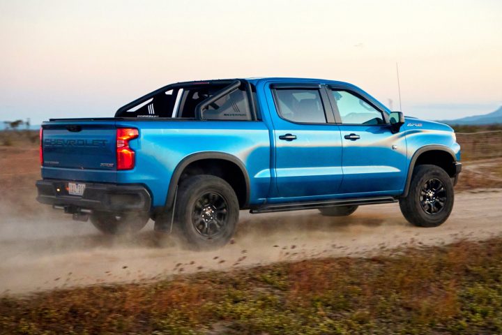 Chevy Silverado 1500 ZR2 driving on a trail.