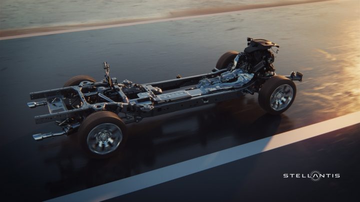 The new STLA Frame platform, set to underpin vehicles future Ram and Jeep models.