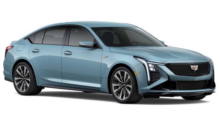 Front three quarters view of the 2025 Cadillac CT5-V Blackwing. 
