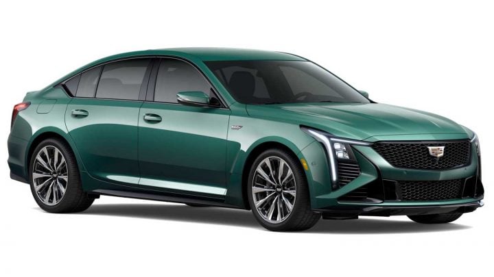 Front three quarters view of the 2025 Cadillac CT5-V Blackwing. 