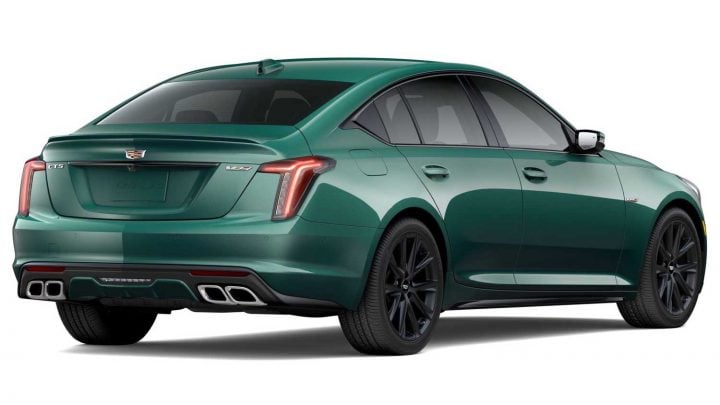 Rear three quarters view of the 2025 Cadillac CT5-V.