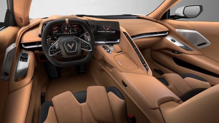 The C8 Corvette Stingray interior in the Natural Dipped colorway.