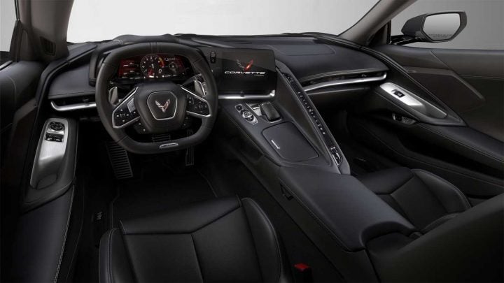 Cockpit view of the 2025 Chevy Corvette interior. 