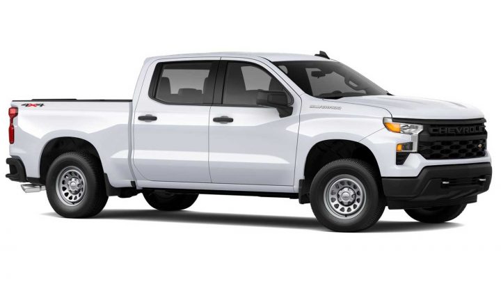 Chevy Silverado WT front three quarter angle.