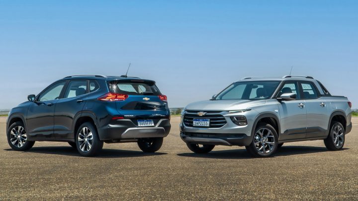 View of the 2025 Chevy Tracker and Chevy Montana with updated powertrain in Brazil.
