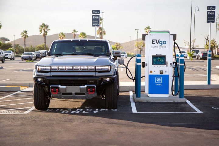 Trump to move funds away from EV charging such as that used by this GMC Hummer. 