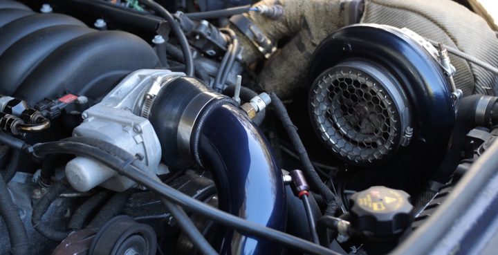 Turbocharged V8 in a Chevy Camaro.