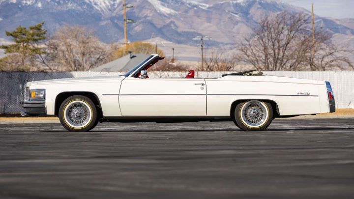 Side profile of the 1979 Cadillac DeVille convertible heading to auction.