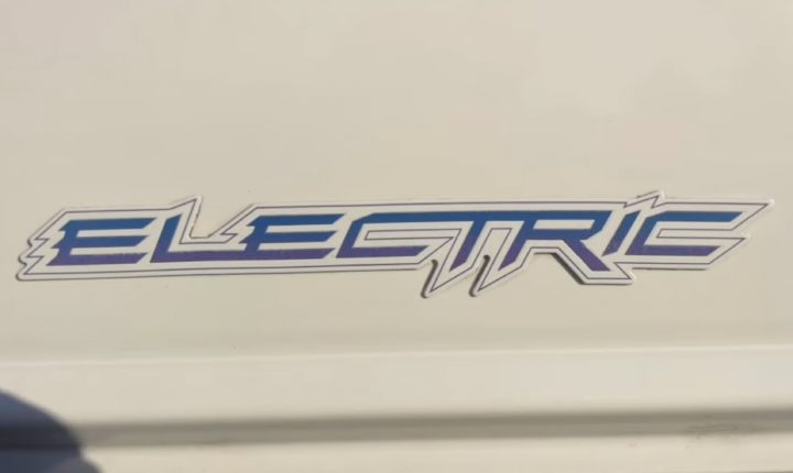 A sticker on the Chevy S-10 Electric.