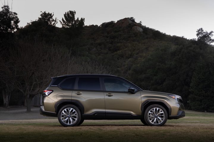 2025 Subaru Forster Hybrid passenger side profile.