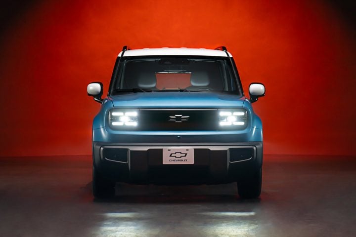 Front end view of the 2026 Chevy Spark EUV for Mexico.