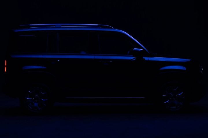 Teaser side profile view of the upcoming 2026 Chevy Spark EUV in Mexico.
