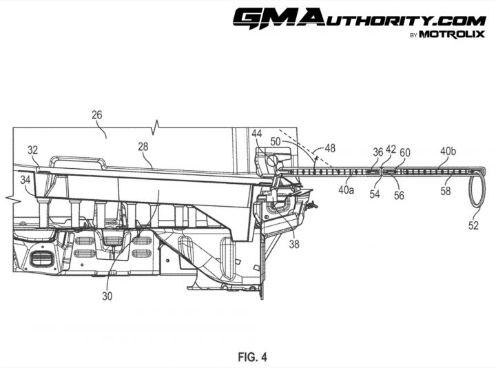 GM patent application image for a fold-out cargo table.
