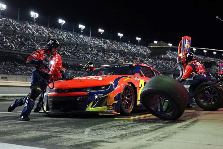 Photo of the No. 24 NASCAR Chevy of William Byron on Pit Road during the 2025 Daytona 500. Byron would go on to win. 