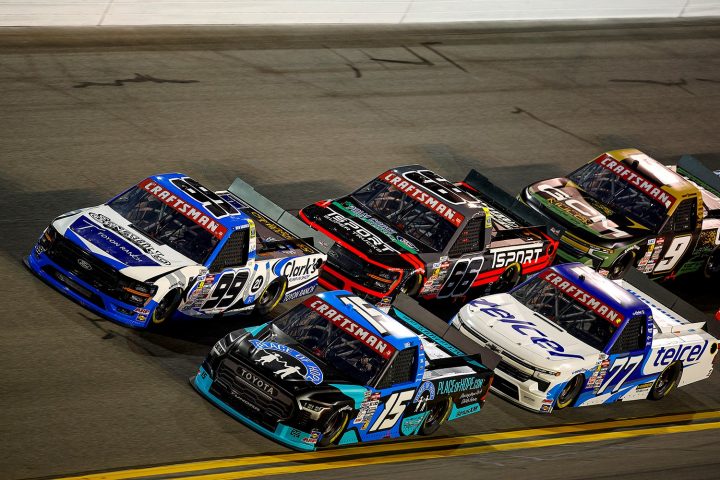 A photo showing a general view of racing in the NASCAR Truck Series. Ram is expected to return to the division as a competitor in 2026.