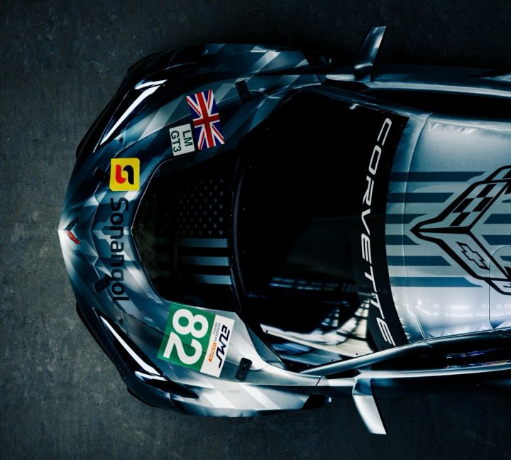Photo showing a top-down view of the No. 82 Corvette Z06 GT3.R fielded by TF Sport in the European Le Mans Series. The first round is scheduled for April 6th. 