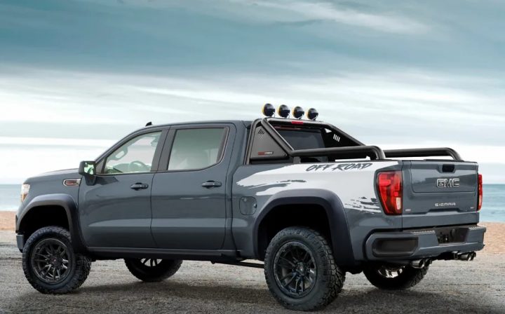 SVE 2025 Sport Edition GMC Sierra Off-Road rear three quarter angle.