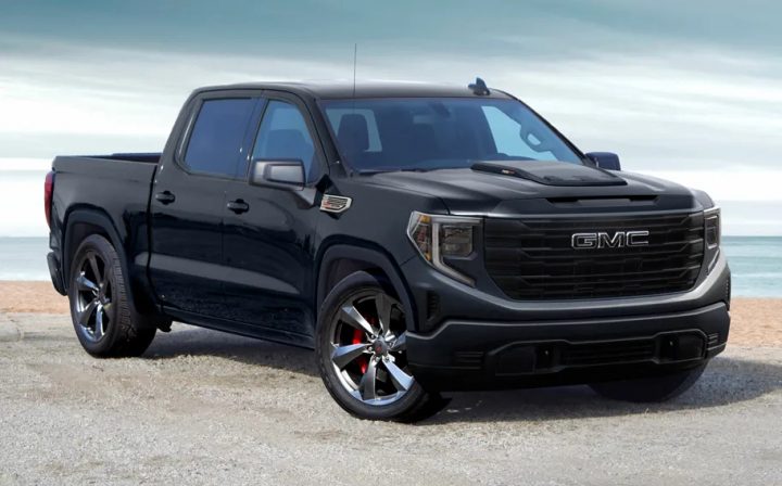 SVE 2025 Sport Edition GMC Sierra front three quarter angle.