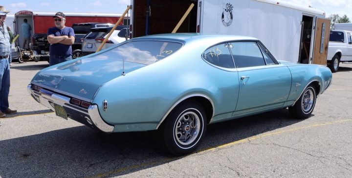 An Oldsmobile Cutlass gets ready to race.