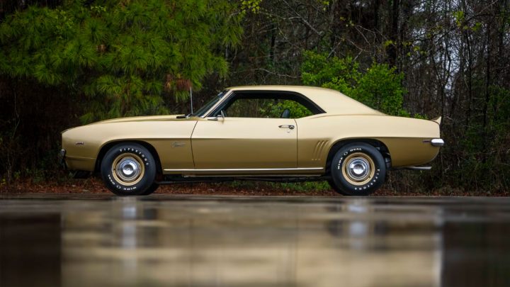 Side view of the 1969 Chevy Camaro COPO heading to auction in Houston.