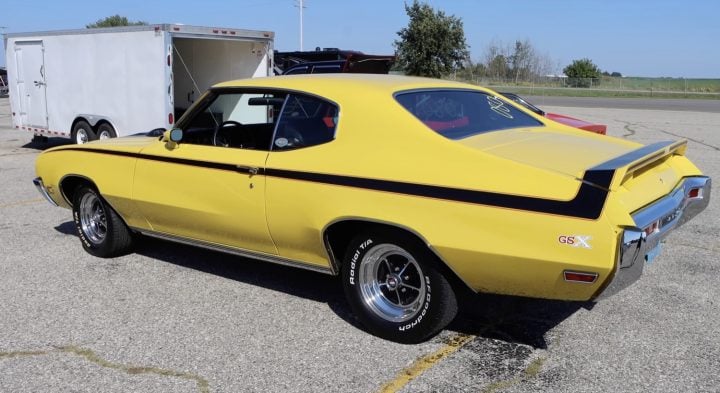 The side view of a 1970 Buick GSX.
