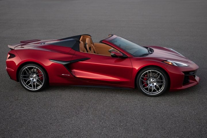 Side view of 2025 Chevy Corvette Z06. Chevy Corvette deals include local market leases in March 2025.