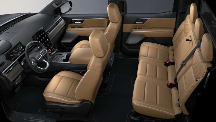 2025 GMC Sierra EV Denali with a Desert Dune interior.