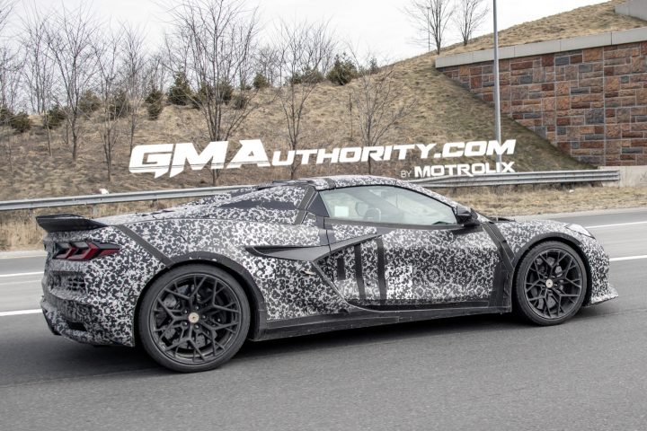A prototype of the 2026 Chevrolet Corvette Zora Convertible undergoing testing in March 2025.