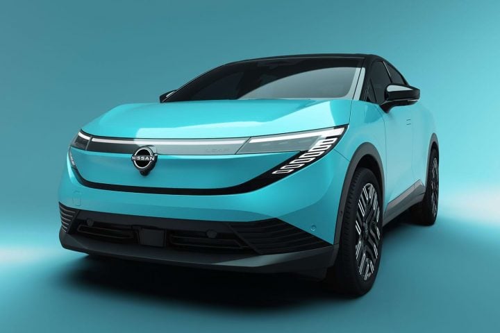 2026 Nissan Leaf front three quarter angle.